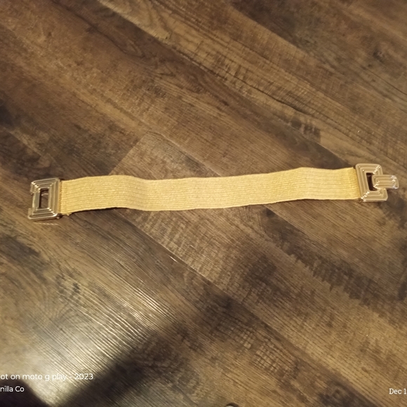 Shein Cognac Ribbed Rectangle Buckle Straw Belt Size Small - Picture 5 of 5